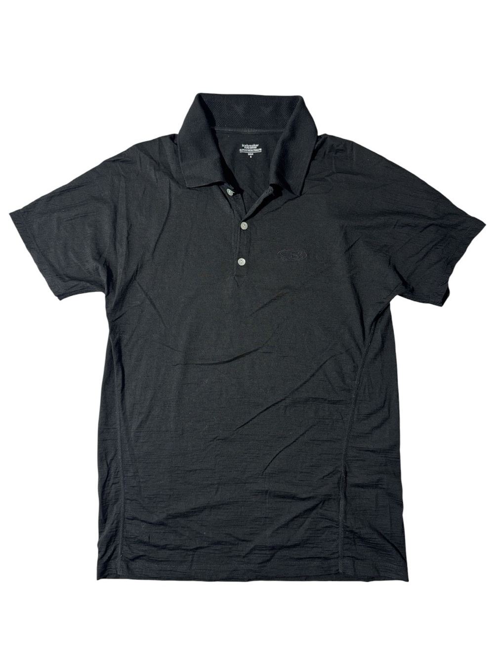 Icebreaker mens S Small black superfine merino wool polo shirt EUC